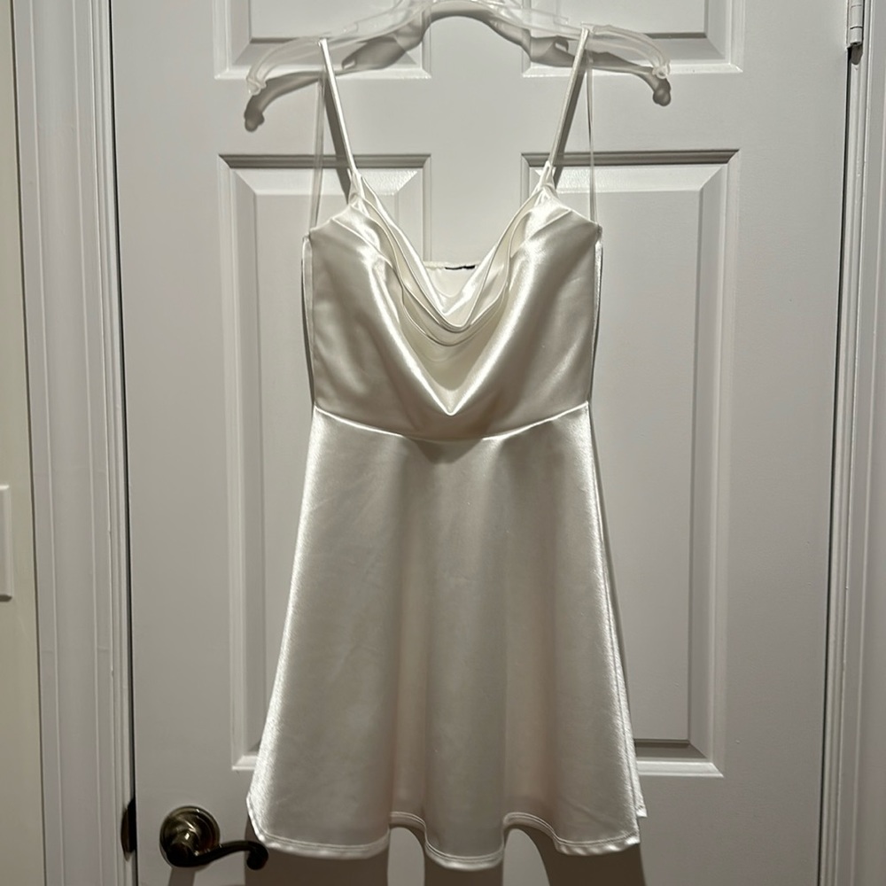 White Spaghetti Strap Mini Dress